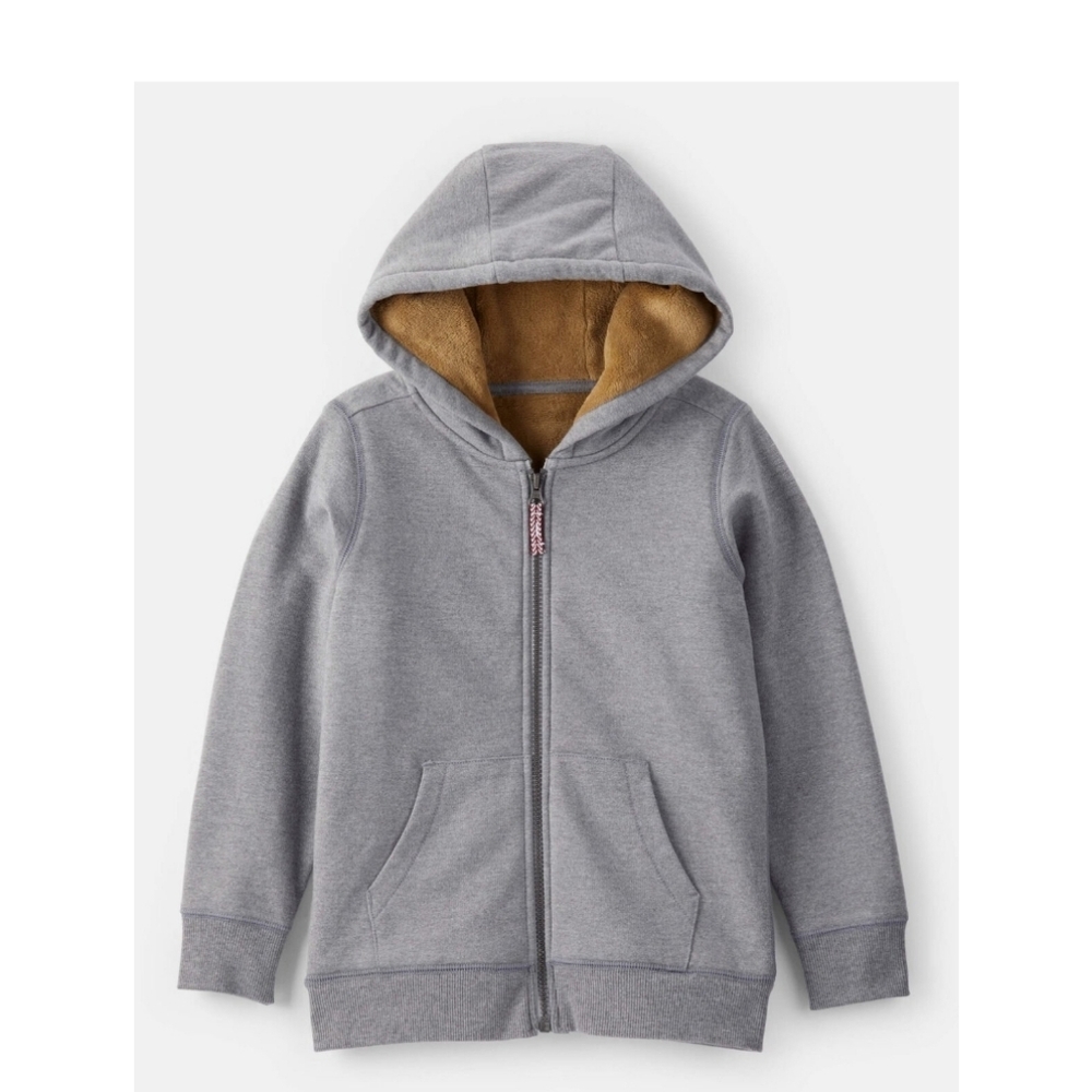 Carter's Cozy Gray Hoodie with Tan Sherpa Lining Size 5